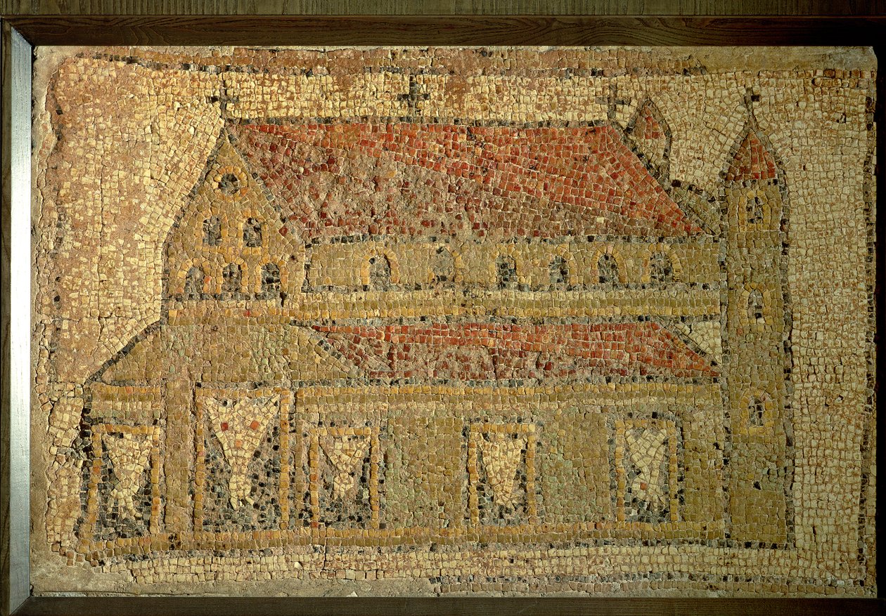 Christelijke basiliek, mozaïekvloer, Romeinse periode, 2e helft van de 5e eeuw na Christus door Roman