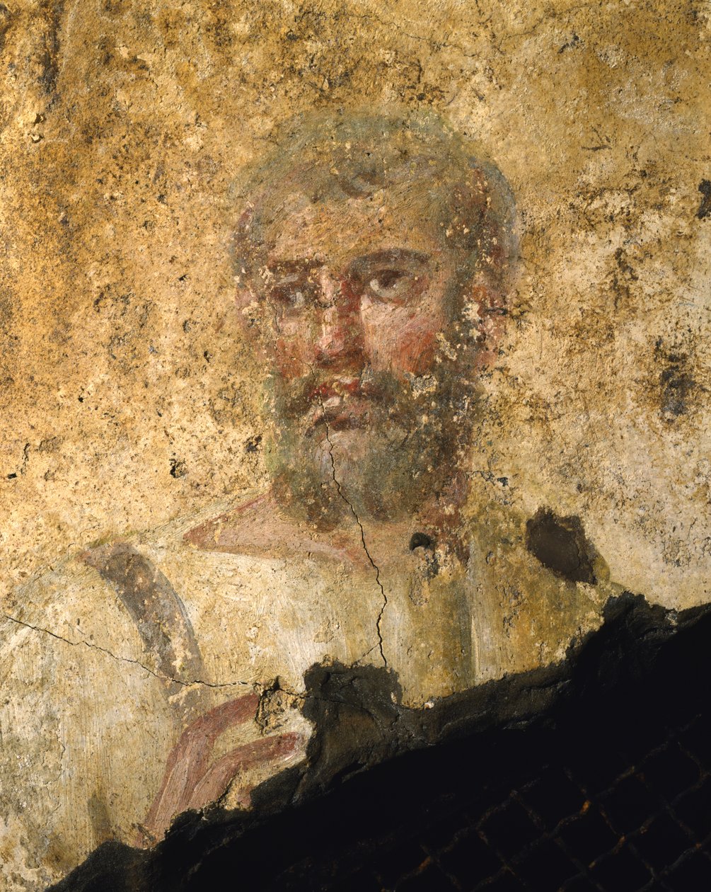 Detail van een man in een tuniek fresco door Roman