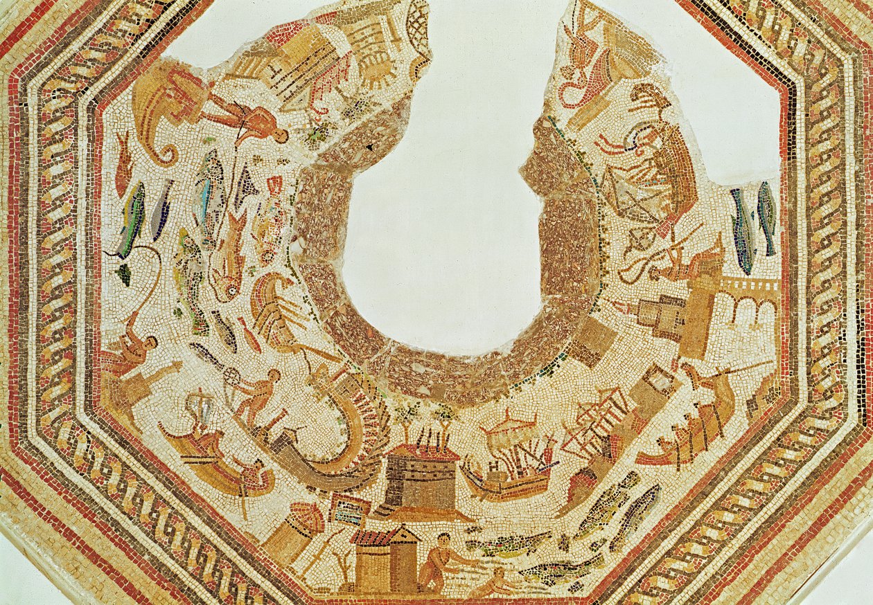 Vis, uit Vega Baja (mozaïek) door Roman