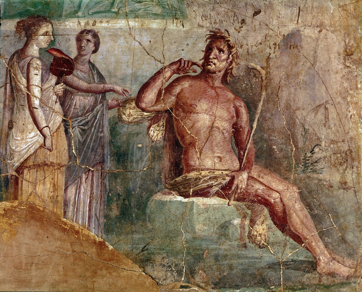 Galatea, met een waaier, en Polyphemus, uit Pompeii, 60-80 AD door Roman