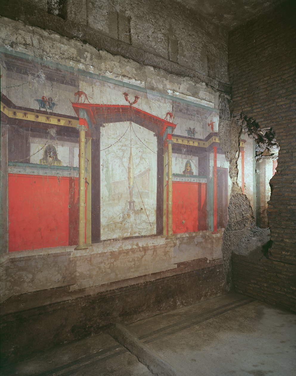 Interieur van het huis met fresco