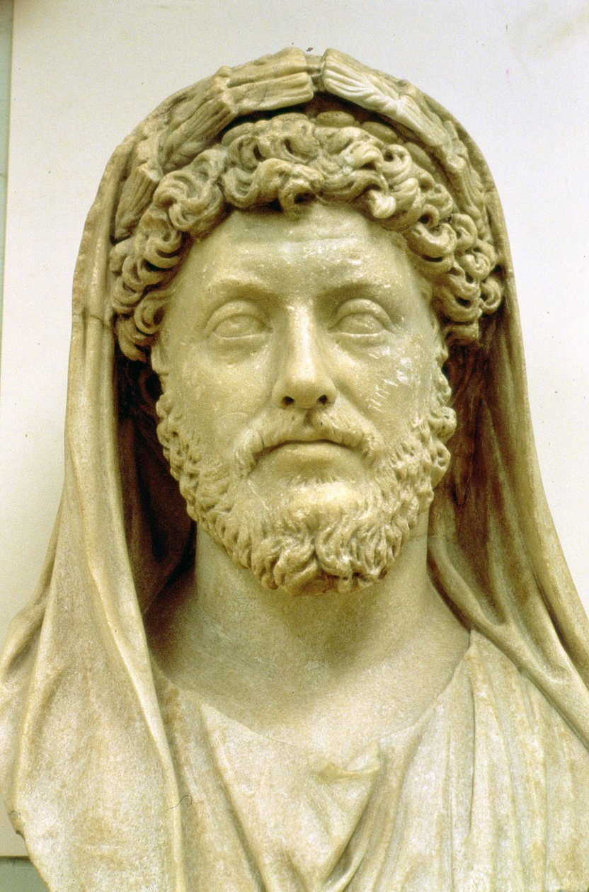 Portretbuste van Marcus Aurelius (AD 121-80) door Roman