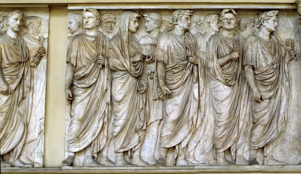 Processie, noordmuur van de Ara Pacis door Roman