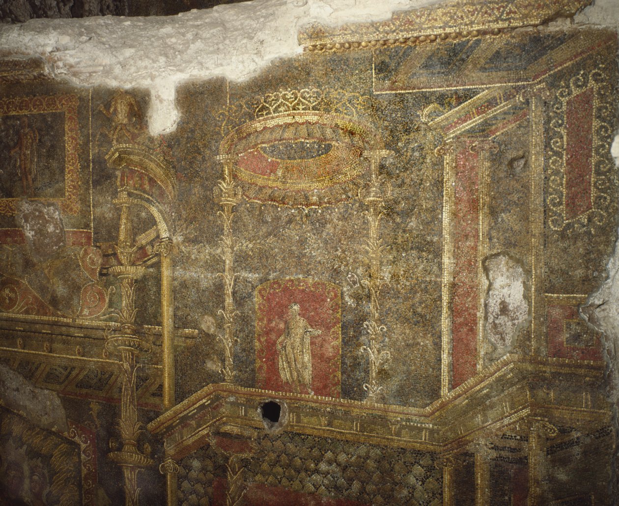 Resten van een oud gebouw onder de kazerne van de Cuirassiers bij het Quirinale, Rome door Roman