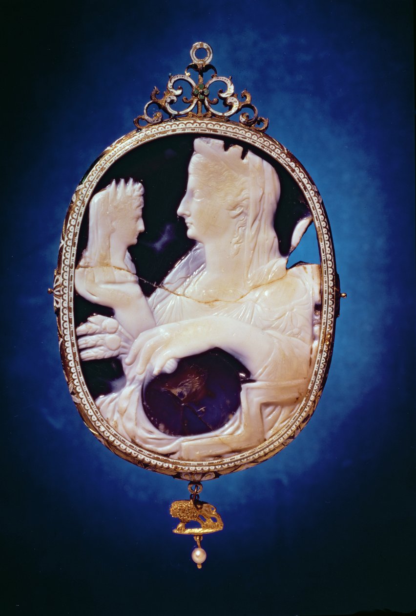Sardonyx Camee met het profiel van Livia, vrouw van keizer Augustus en Tiberius, 1e eeuw door Roman
