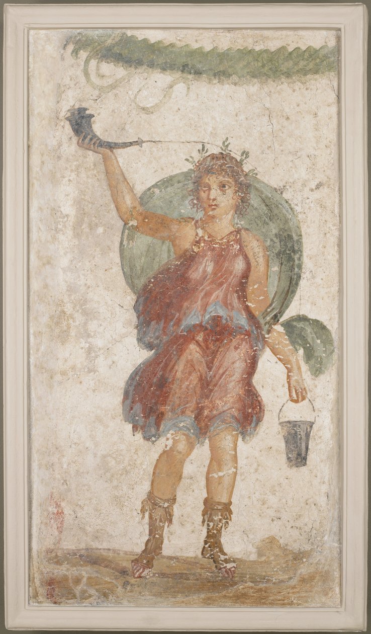 Staande godheid met een hoorn en emmer, uit Pompeii door Roman