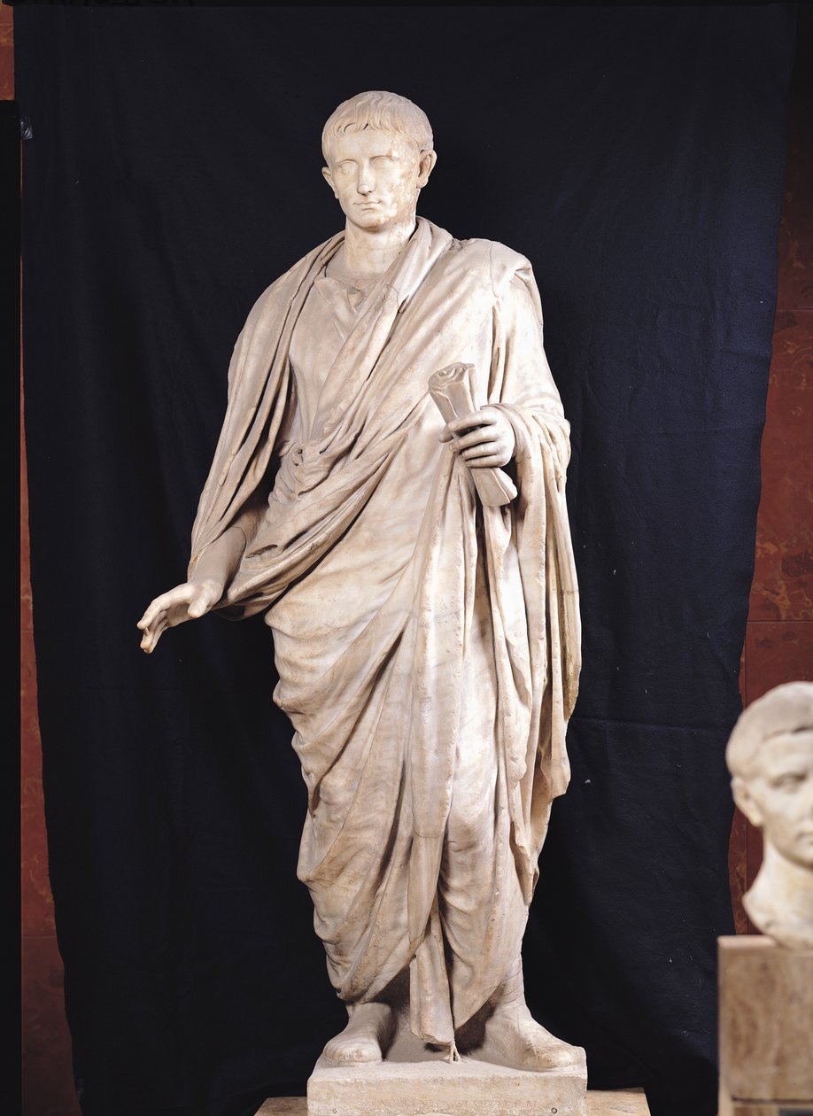 Standbeeld van Caesar Augustus (63 v.Chr.-14 n.Chr.) uit Velletri, 1e-2e eeuw n.Chr. door Roman