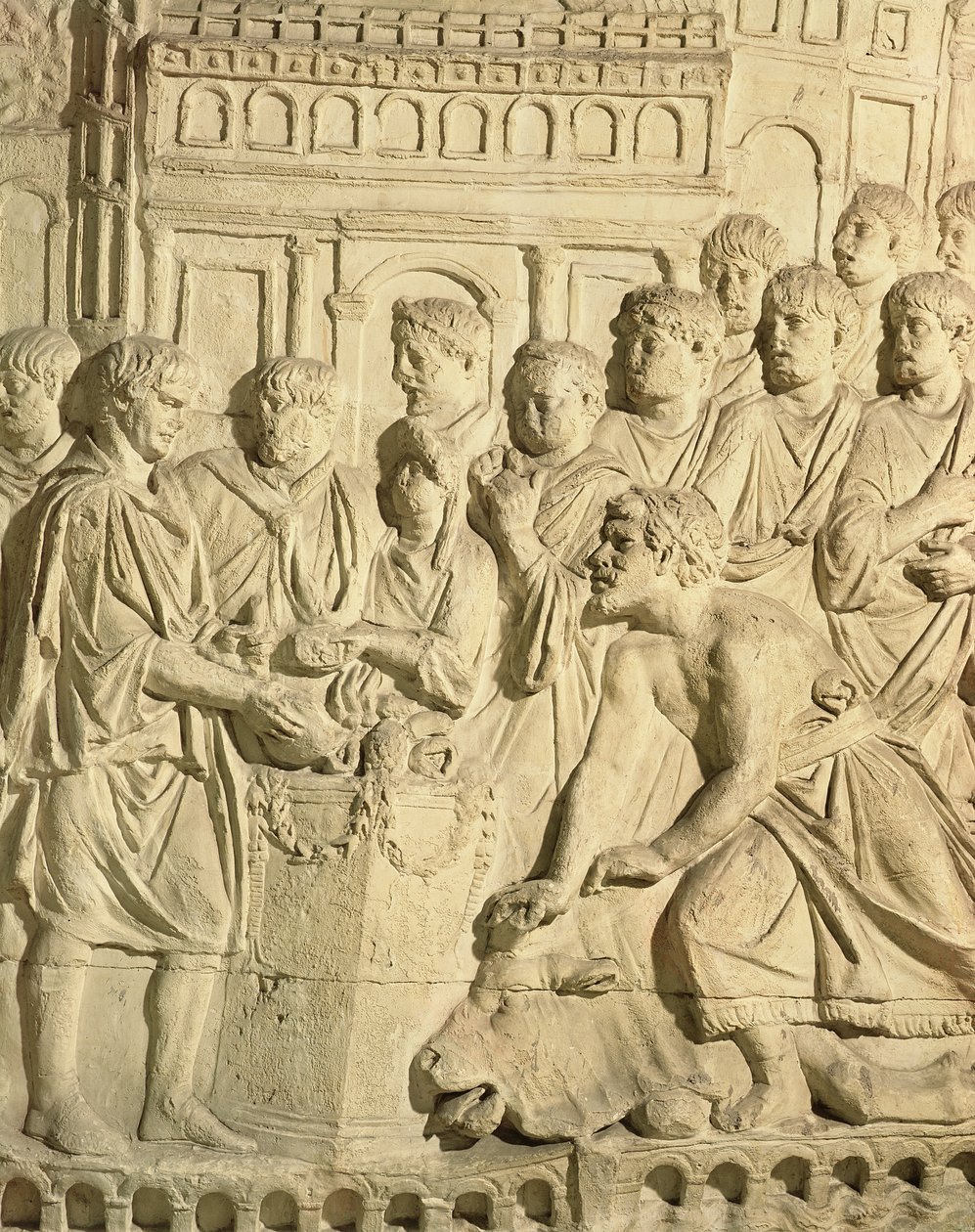De Sarmaten die eerbetoon brengen aan de Romeinen, detail (detail) door Roman
