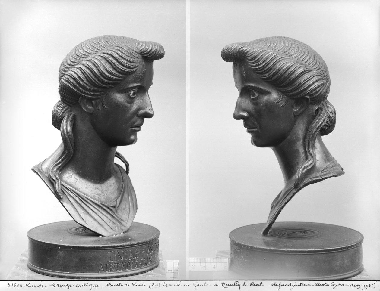 Twee aanzichten van een buste van Livia (58 v.Chr.-29 n.Chr.) door Roman