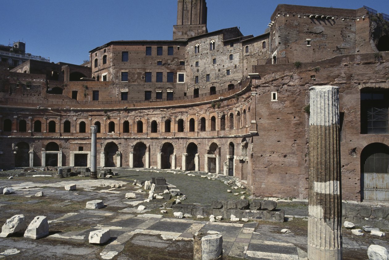 Uitzicht op het Forum van Trajanus, gebouwd 107-112 door Roman