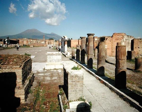 Uitzicht op het Forum met Vesuvius op de achtergrond door Roman