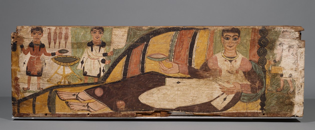 Fragmenten van een beschilderde sarcofaag, 4e eeuw n.Chr. door Roman Period Egyptian
