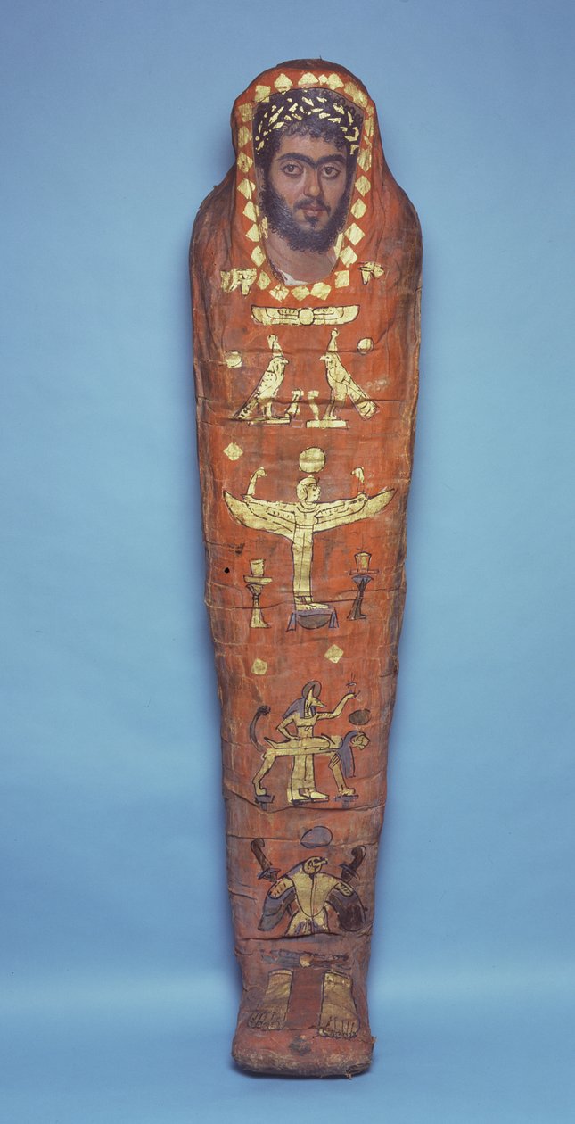 Mummie van een jonge man, met encaustisch portret, uit El-Hibeh door Roman Period Egyptian