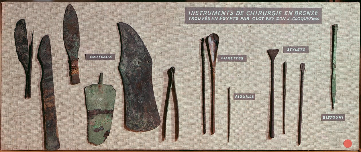 Chirurgische instrumenten, gevonden in Egypte door Antoine Barthelemy Clot Bey (1793-1868) door Roman Period Egyptian