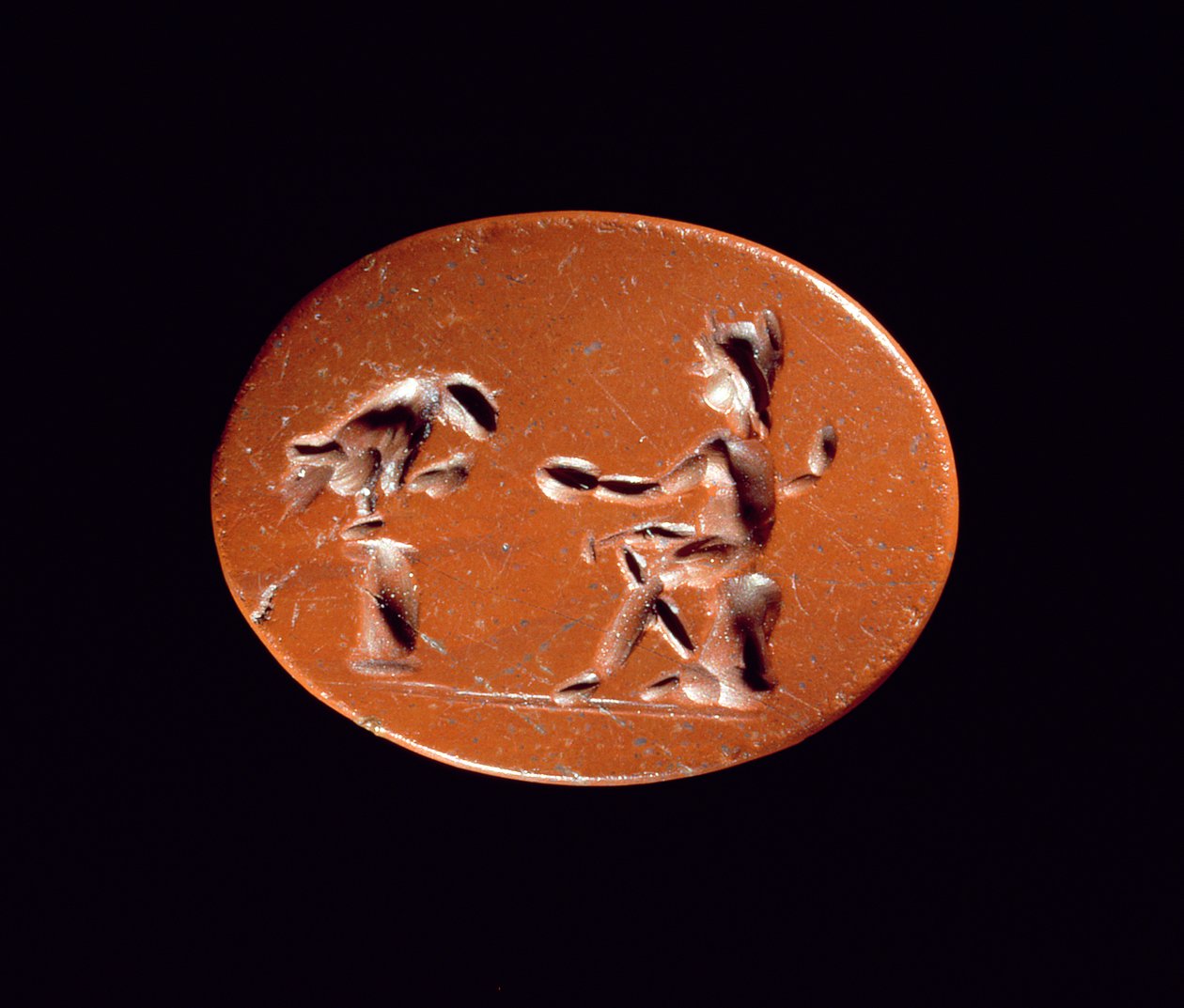 Intaglio toont Ganymedes die de Adelaar Voedt, van de Romeinse site in Newstead, Melrose door Roman Roman
