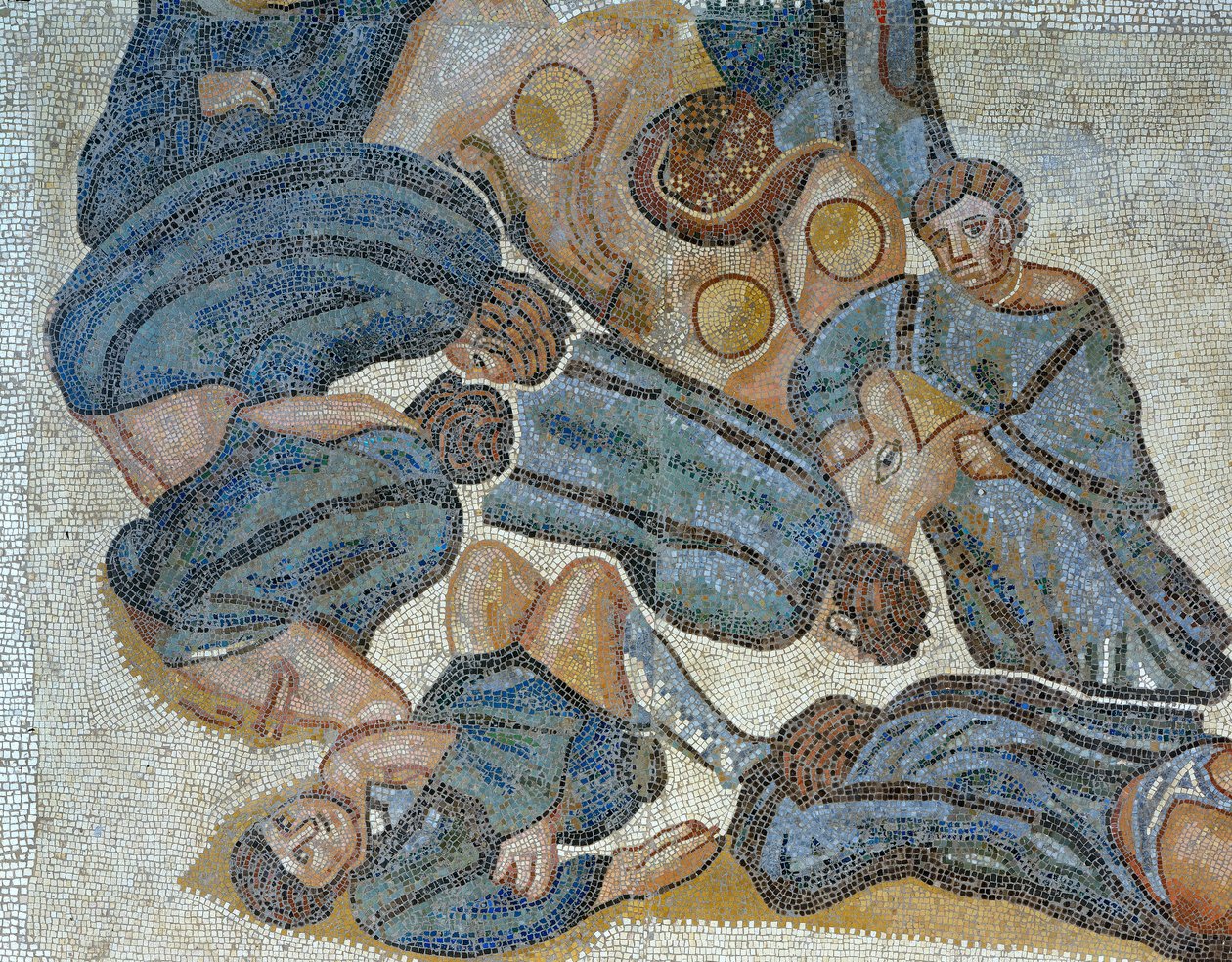 Mozaïek met een scène van een wilde dierenjacht (detail) door Roman Roman
