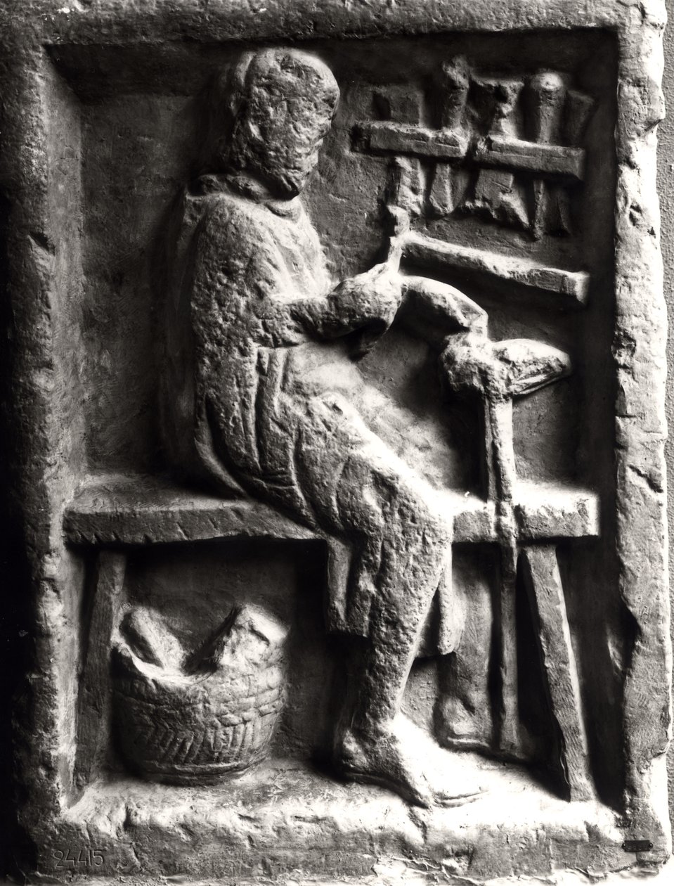 Schoenmaker aan het werk, reliëf van een Romeins graf door Roman Roman