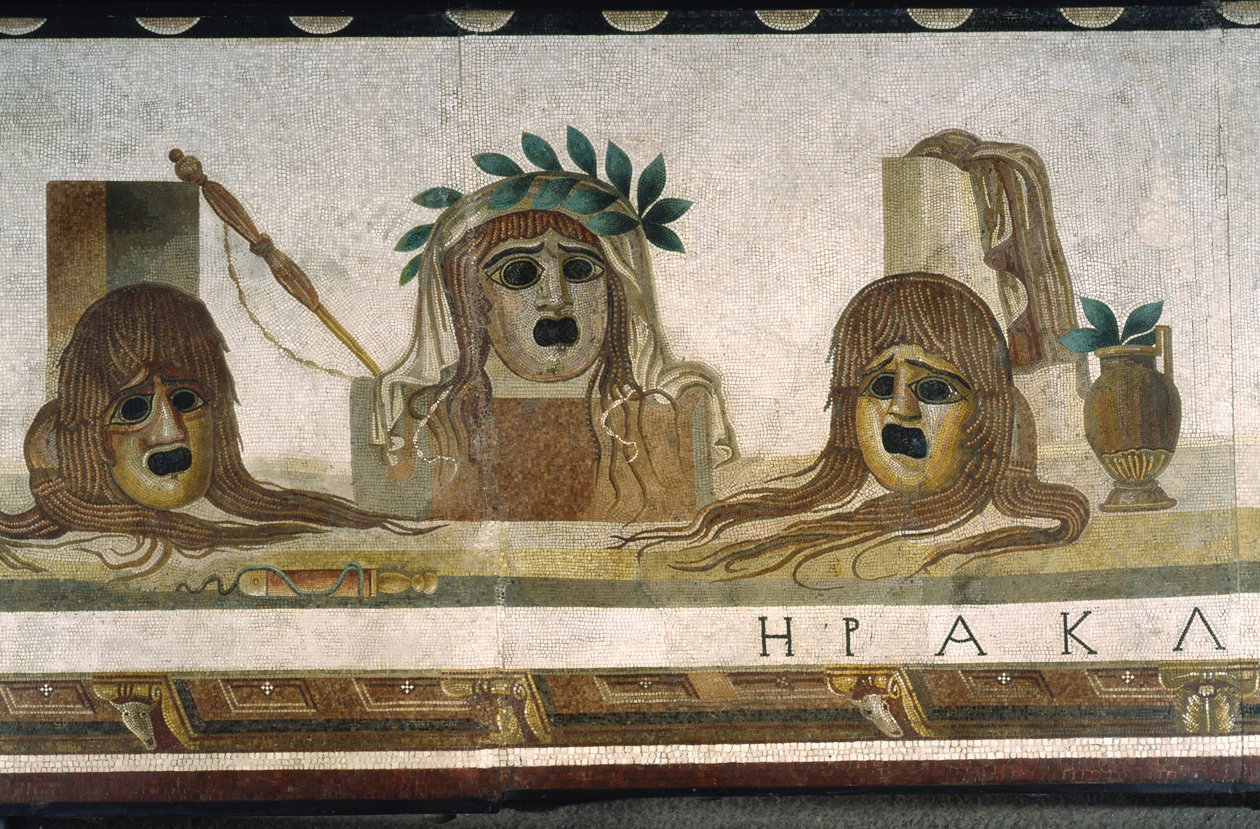 "Asarotos" (Ongeveegde vloer) Fragmenten van mozaïek gesigneerd door Harakliton uit Rome, 2e eeuw na Christus, Rome door Roman