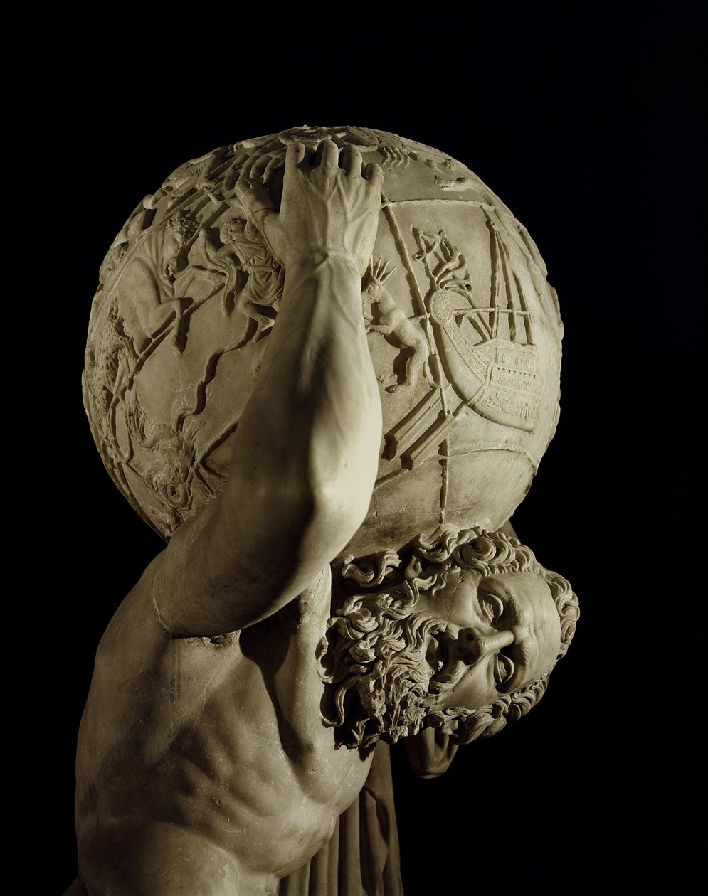 Atlas, kopie van een Grieks Hellenistisch origineel (detail) door Roman