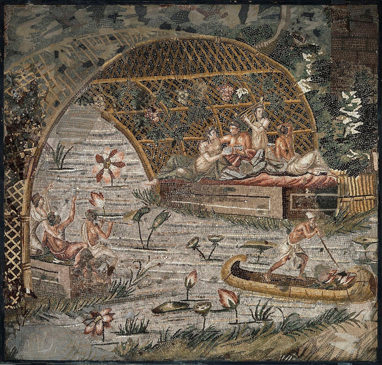 Banket onder een pergola bij de Nijl (detail) door Roman