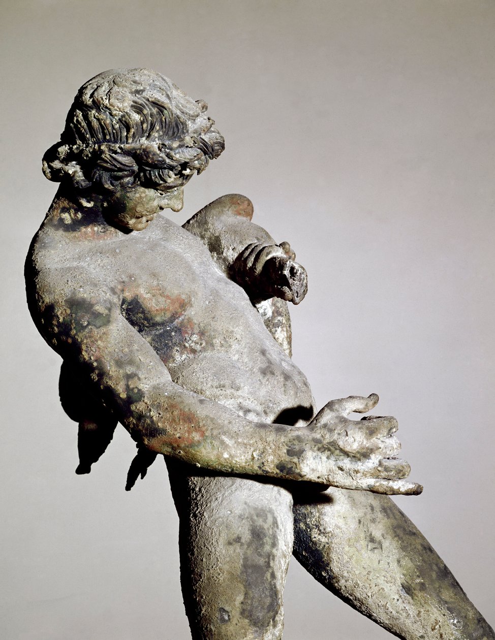 Detail van een faun (bronzen beeldhouwwerk) door Roman
