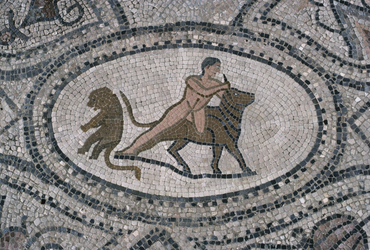 Hercules en de Kretenzische stier, van de vloer van 