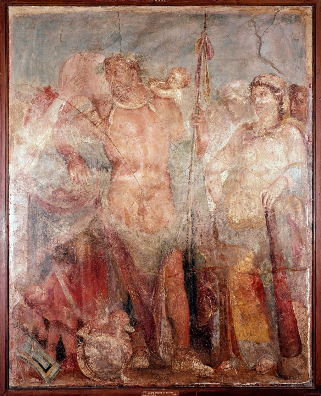 Hercules slaaf van koningin Omphale (fresco, 54-79 n.Chr.) door Roman