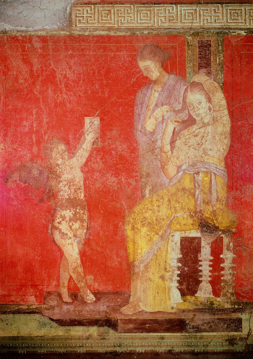 Inwijdingsrituelen van de cultus van Dionysus, fresco uit de Villa Dei Mysteri door Roman