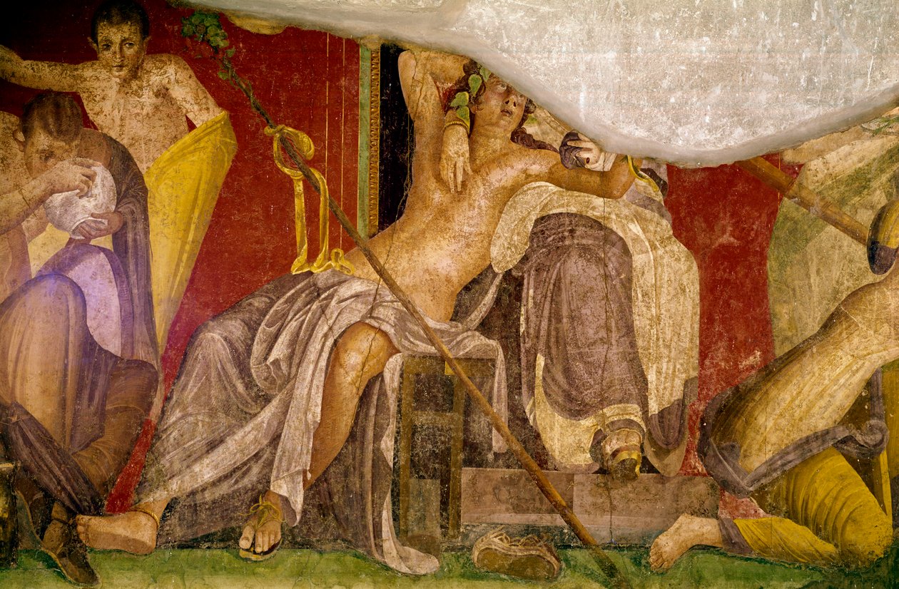 Initiatieriten van de cultus van Dionysus, fresco uit de Villa Dei Mysteri door Roman
