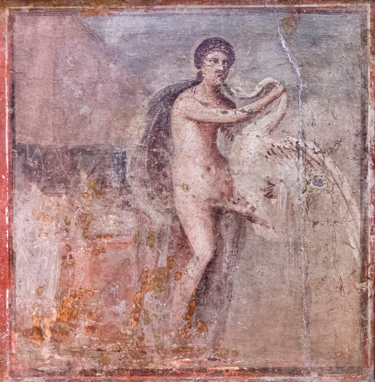Leda en de zwaan, 50-79 n.Chr. (fresco) door Roman