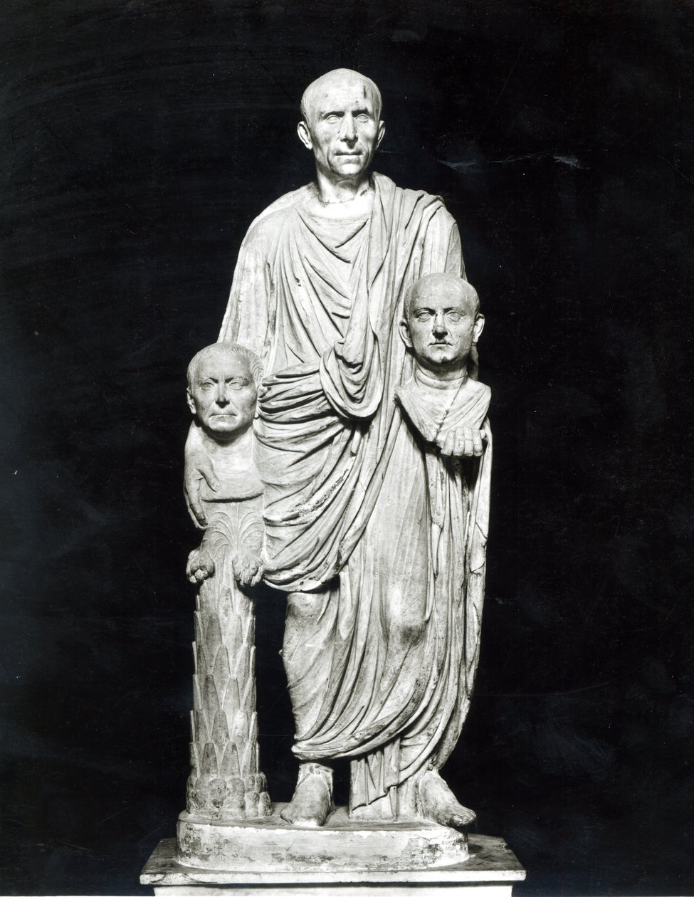 Lucius Junius Brutus met bustes van zijn voorouders (marmer) door Roman