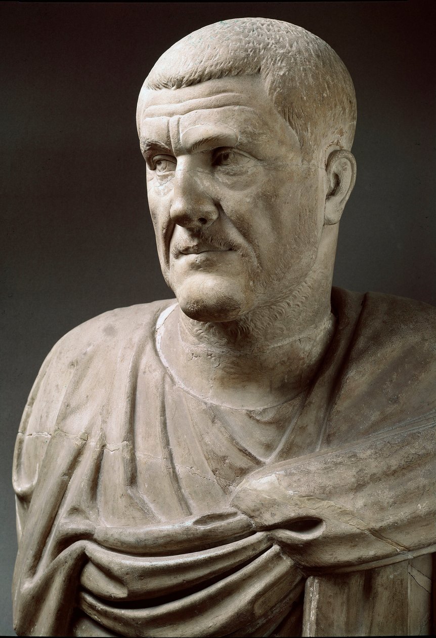 Marmeren standbeeld van keizer Maximinus Thrax (173-238) - Rome, Musei Capitolini door Roman
