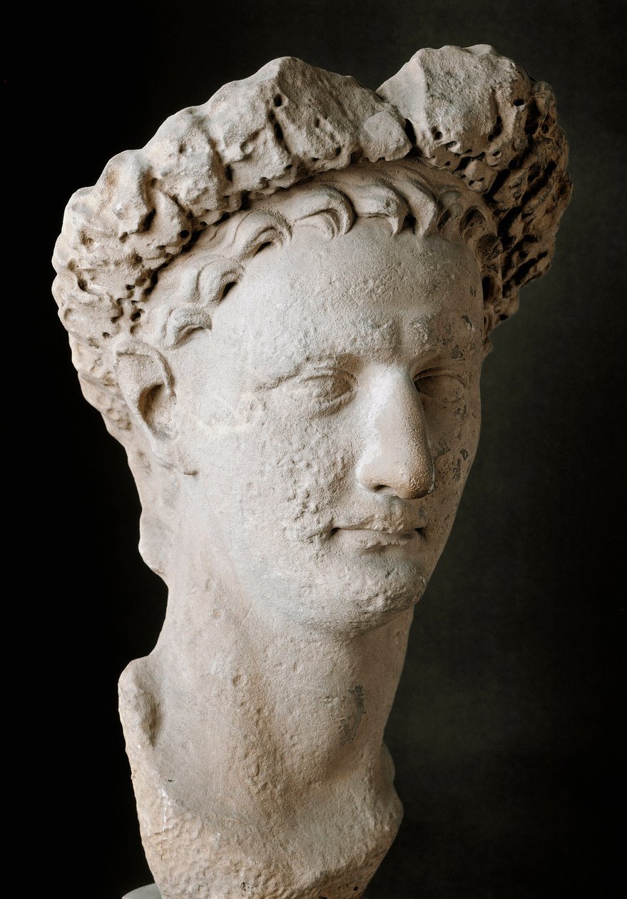 Marmeren hoofd van de Romeinse keizer Domitianus (Titus Flavius Domitianus) (51-96 AD) Rome, Museo Nazionale Romano door Roman