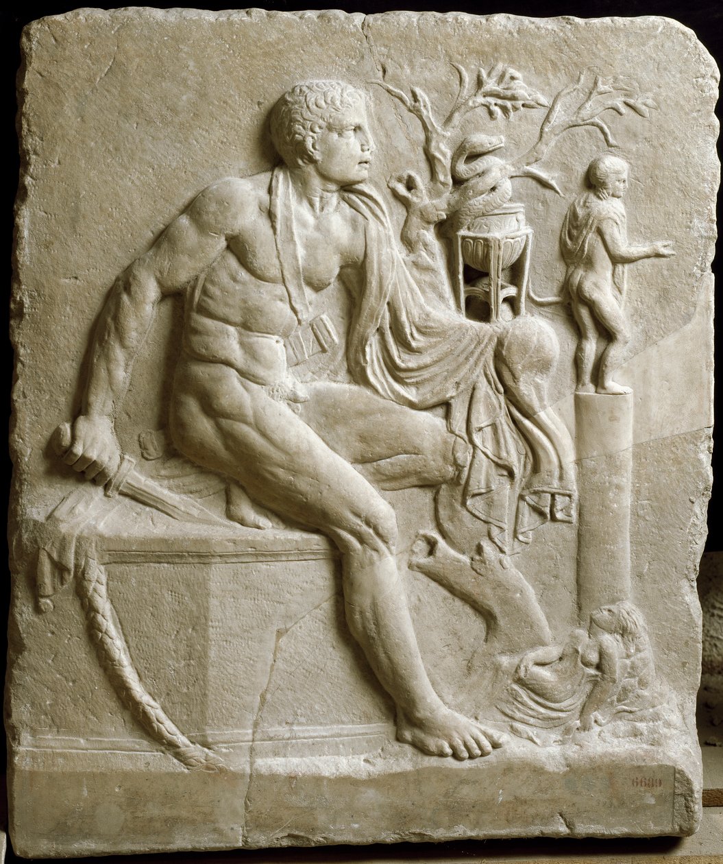 Orestes raadpleegt het orakel van Apollo in Delphi door Roman