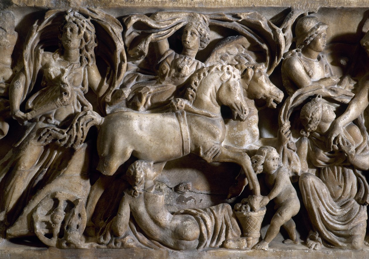 De Ontvoering van Proserpina (detail) (marmer) door Roman