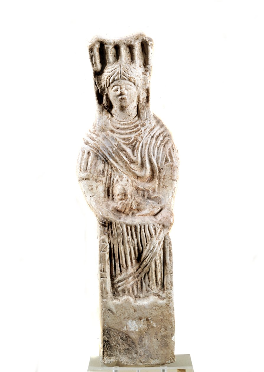Representatie van de godheid Cybele zittend op een troon door Roman
