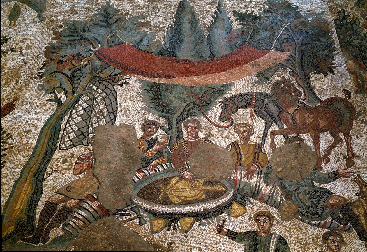 Romeinse kunst: detail van het mozaïek 