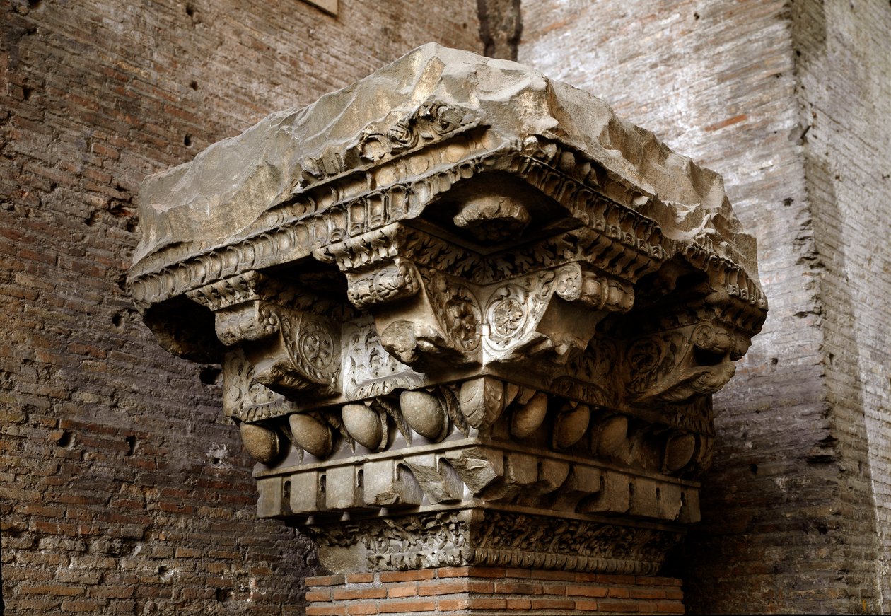 Romeinse kunst: fragment van een kroonlijst. 1e eeuw. Museo Nazionale Romano (o delle Terme), Rome door Roman