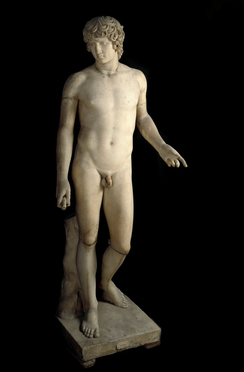 Romeinse kunst: voorstelling van Antinous (ca. 110-130 n.Chr.) Farnese, jonge geliefde van de Romeinse keizer Hadrianus. Marmeren sculptuur. 130-138 n.Chr. Archeologisch Museum van Napels door Roman