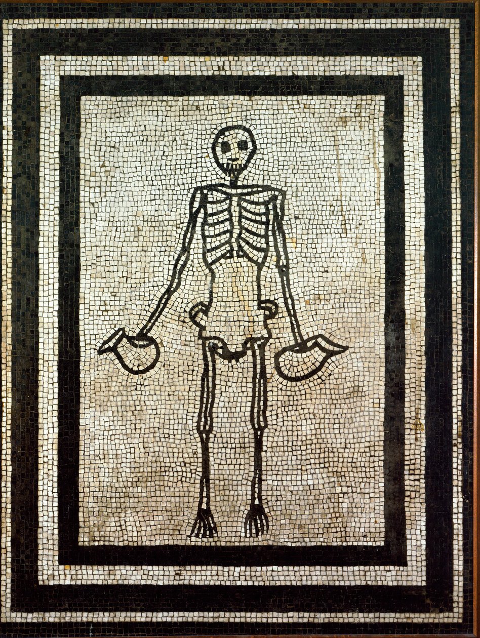 Romeinse kunst: skelet met twee kruiken door Roman