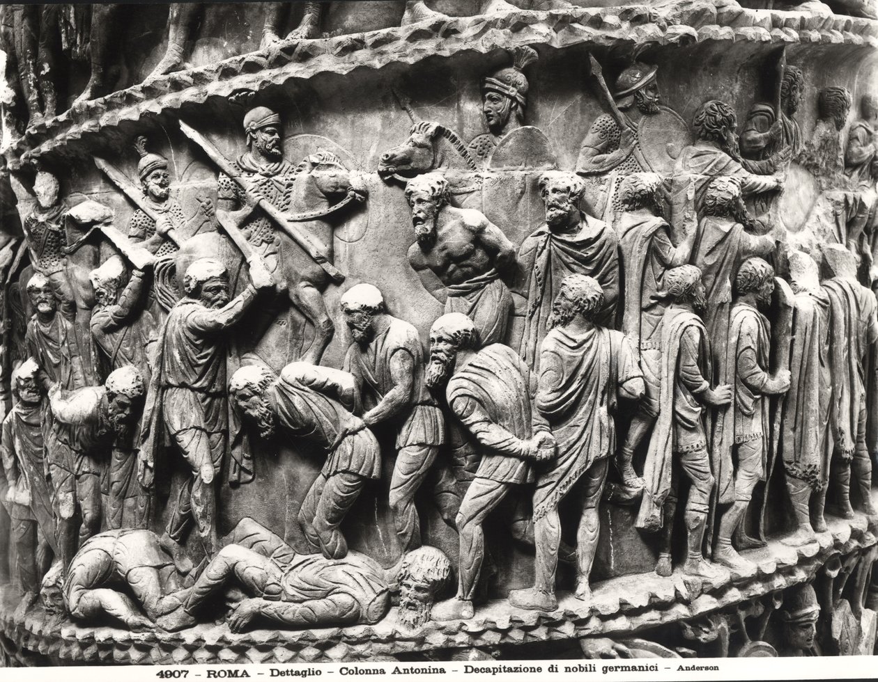 De onthoofding van Duitse edelen, detail van de Zuil van Marcus Aurelius door Roman