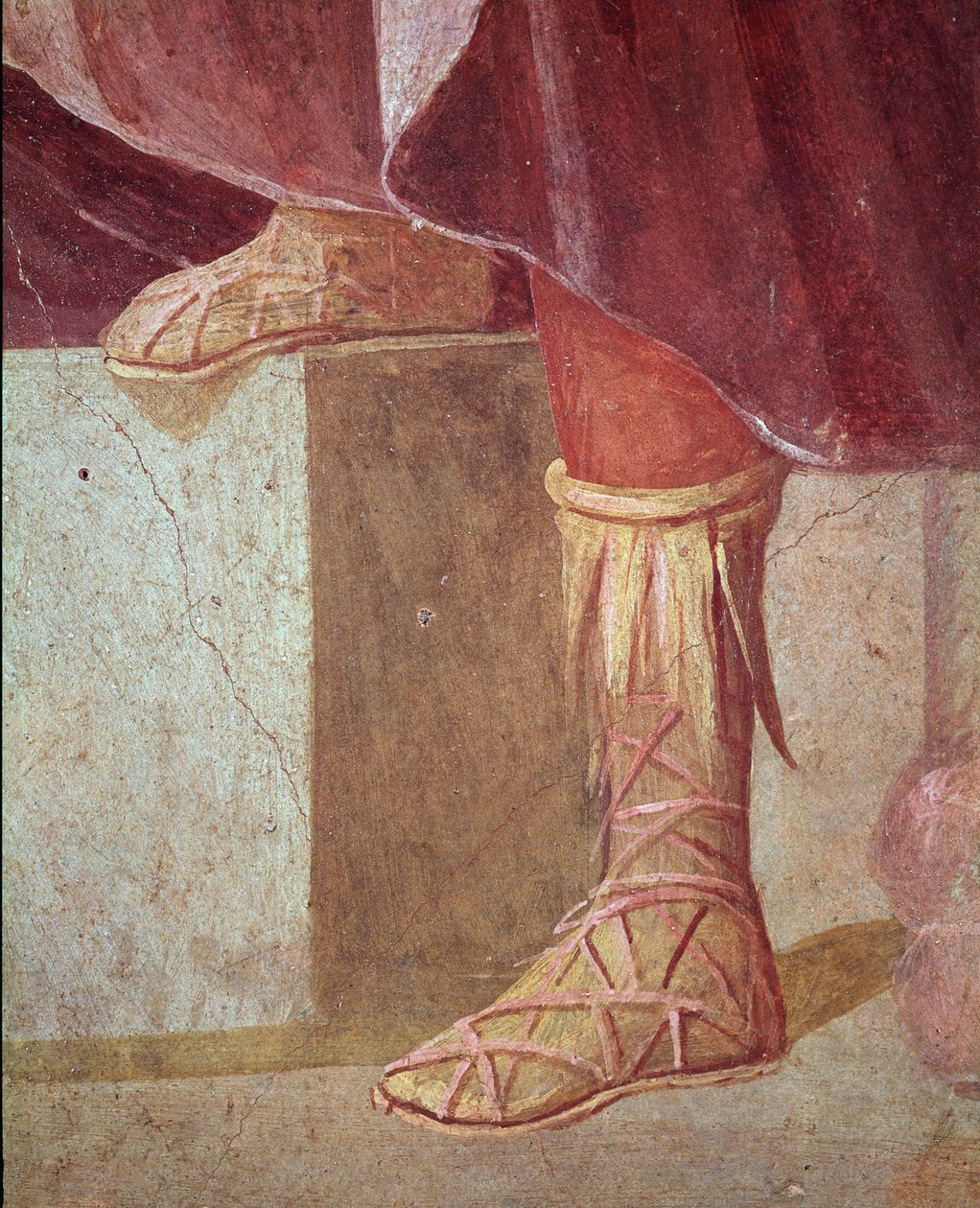 De voeten van Agamemnon, in het Offer van Iphigenia (fresco) door Roman