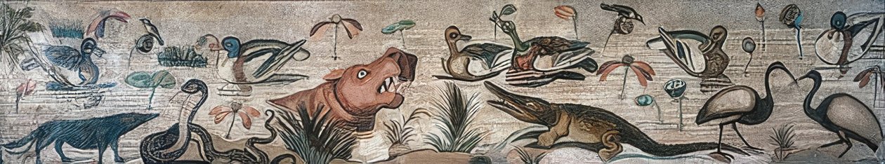 Dieren in de Nijl, uit het huis van de Faun (Casa del Fauno), Pompeii door Roman