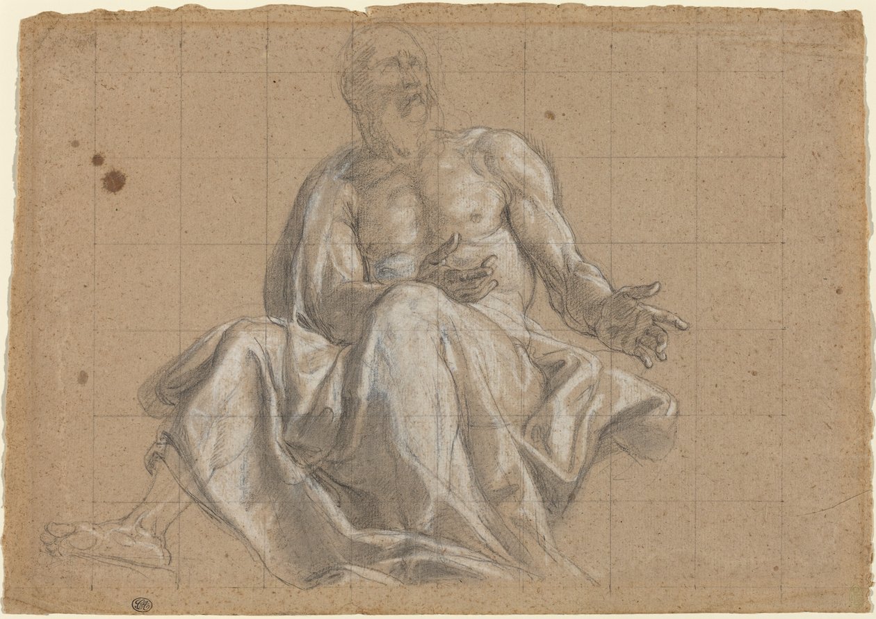 Een oudere man in klassieke draperie door Roman 18th Century