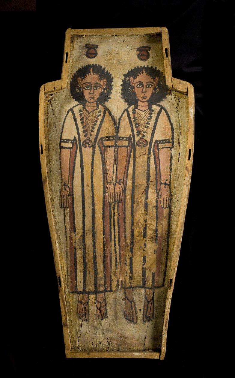 Basis van antropoïde kist, Opper-Egypte, Thebe, Late Romeinse Periode, ca. 175-200 AD door Roman Period Egyptian