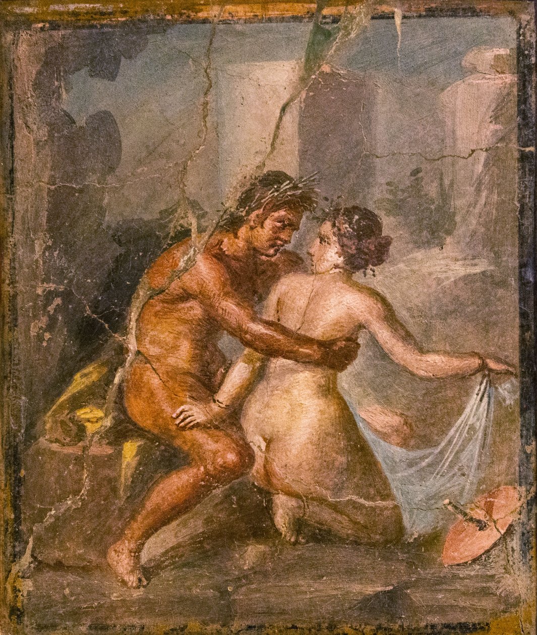 Satyr en Nimf, 1e helft 1e eeuw na Christus door Roman Pompeian wall painting.