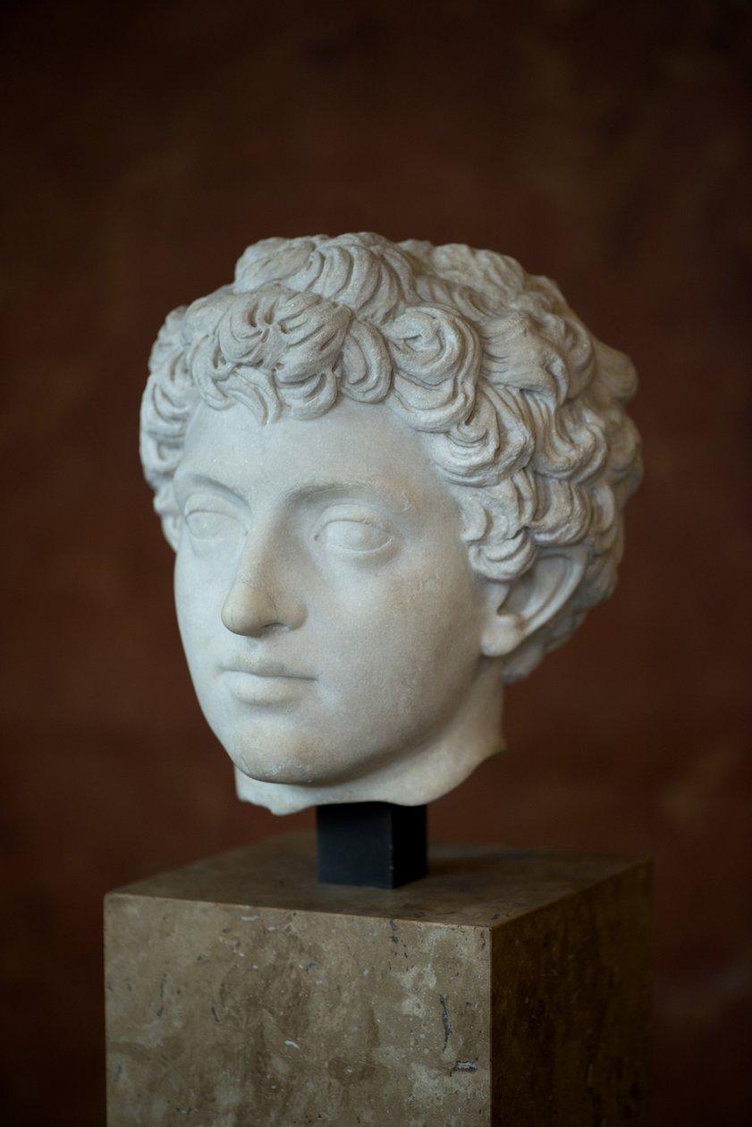 Hoofd van de Romeinse Keizer Marcus Aurelius als jongeling (121 - 180 AD) Marmer door Roman Roman