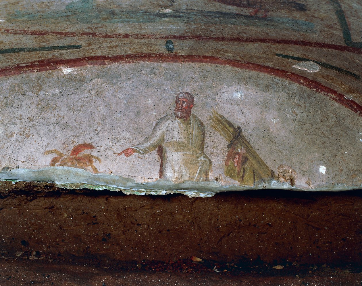 Decoratieve fresco Catacomben van Priscilla, Rome (UNESCO Werelderfgoedlijst) door Roman Roman