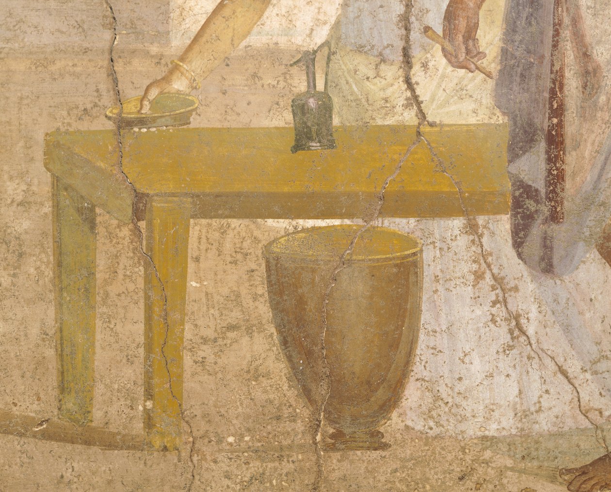 Detail van fresco met offermaaltijd, Huis van de Vergulde Cupido