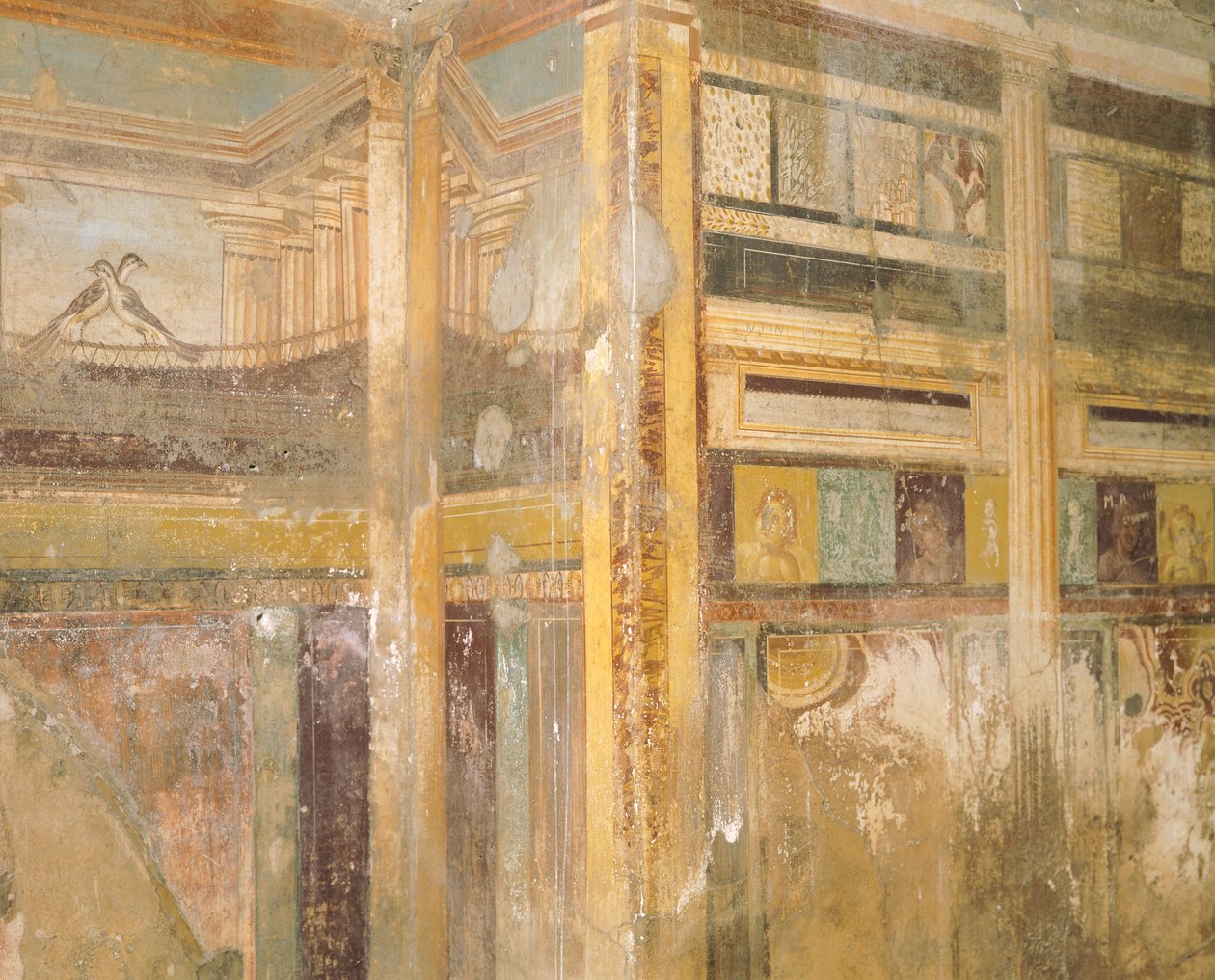 Detail van fresco, deel van muurschilderingen, Huis van het Labyrint, Pompeii, Campania, Romeinse beschaving door Roman Roman